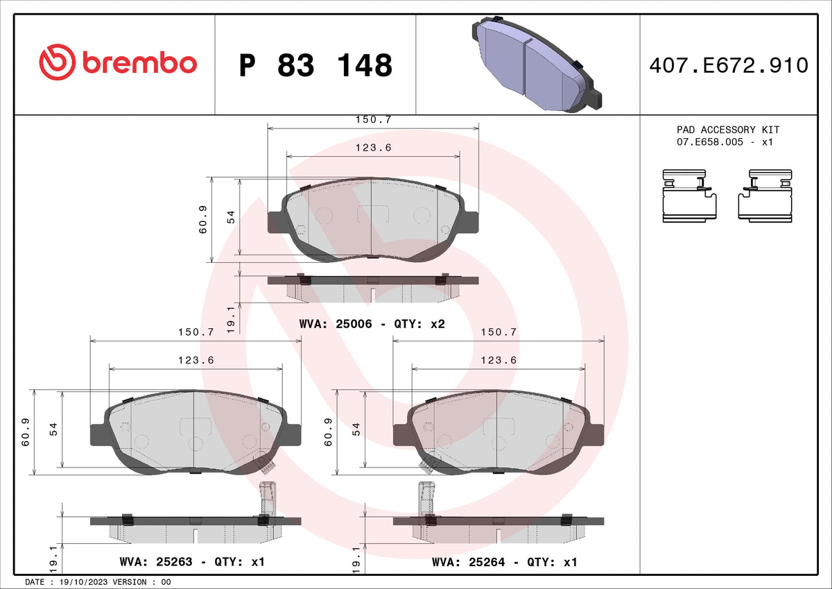 set placute frana,frana disc P 83 148 BREMBO