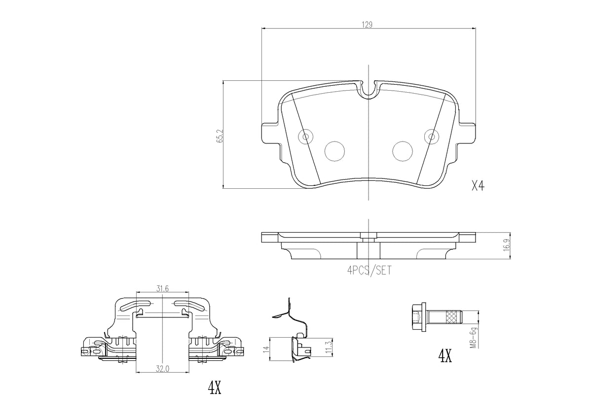 set placute frana,frana disc P 85 190 BREMBO