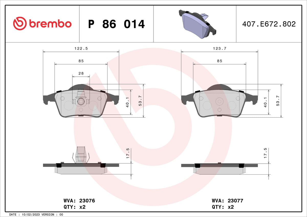 set placute frana,frana disc P 86 014 BREMBO