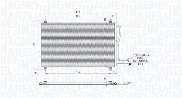 Condensator, climatizare 350203913000 MAGNETI MARELLI