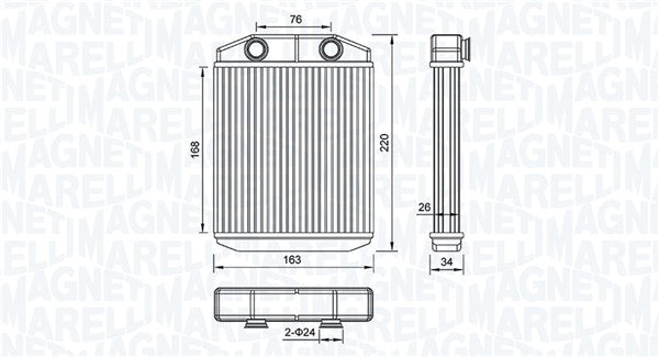 Schimbator caldura, incalzire habitaclu 350218516000 MAGNETI MARELLI
