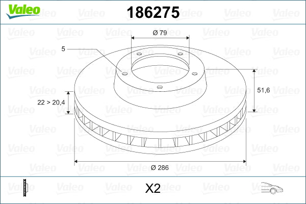 Disc frana 186275 VALEO