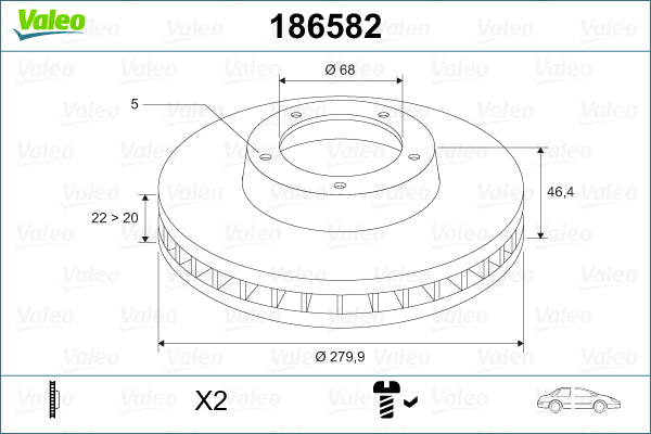 Disc frana 186582 VALEO