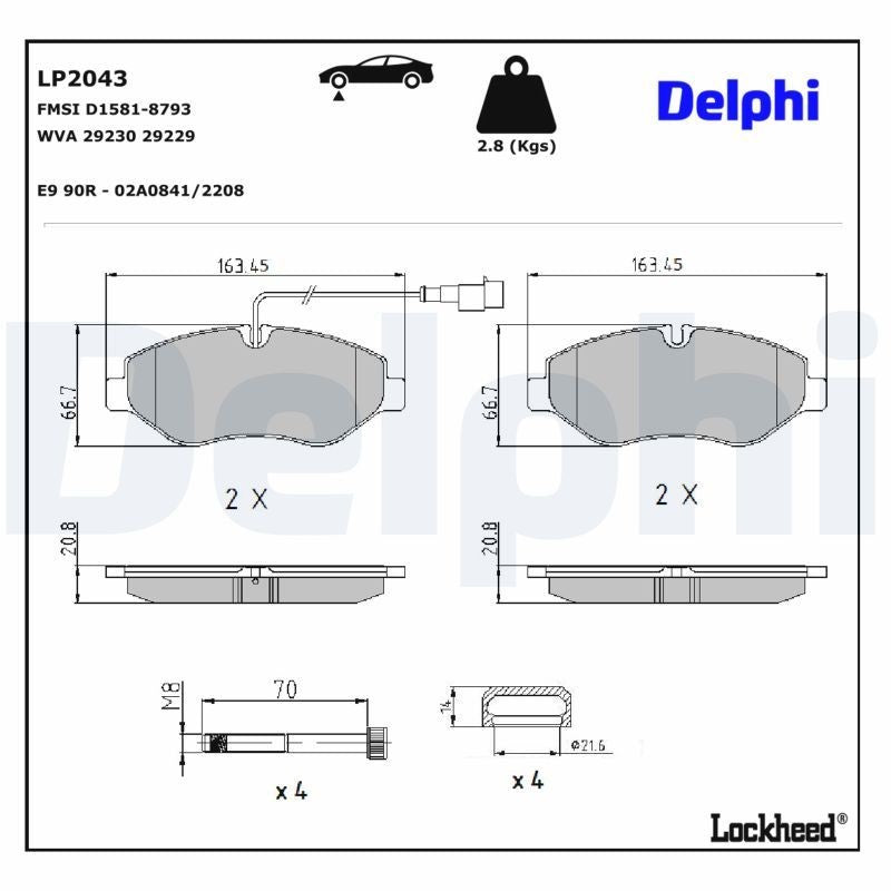 Set placute frana,frana disc LP2043 DELPHI