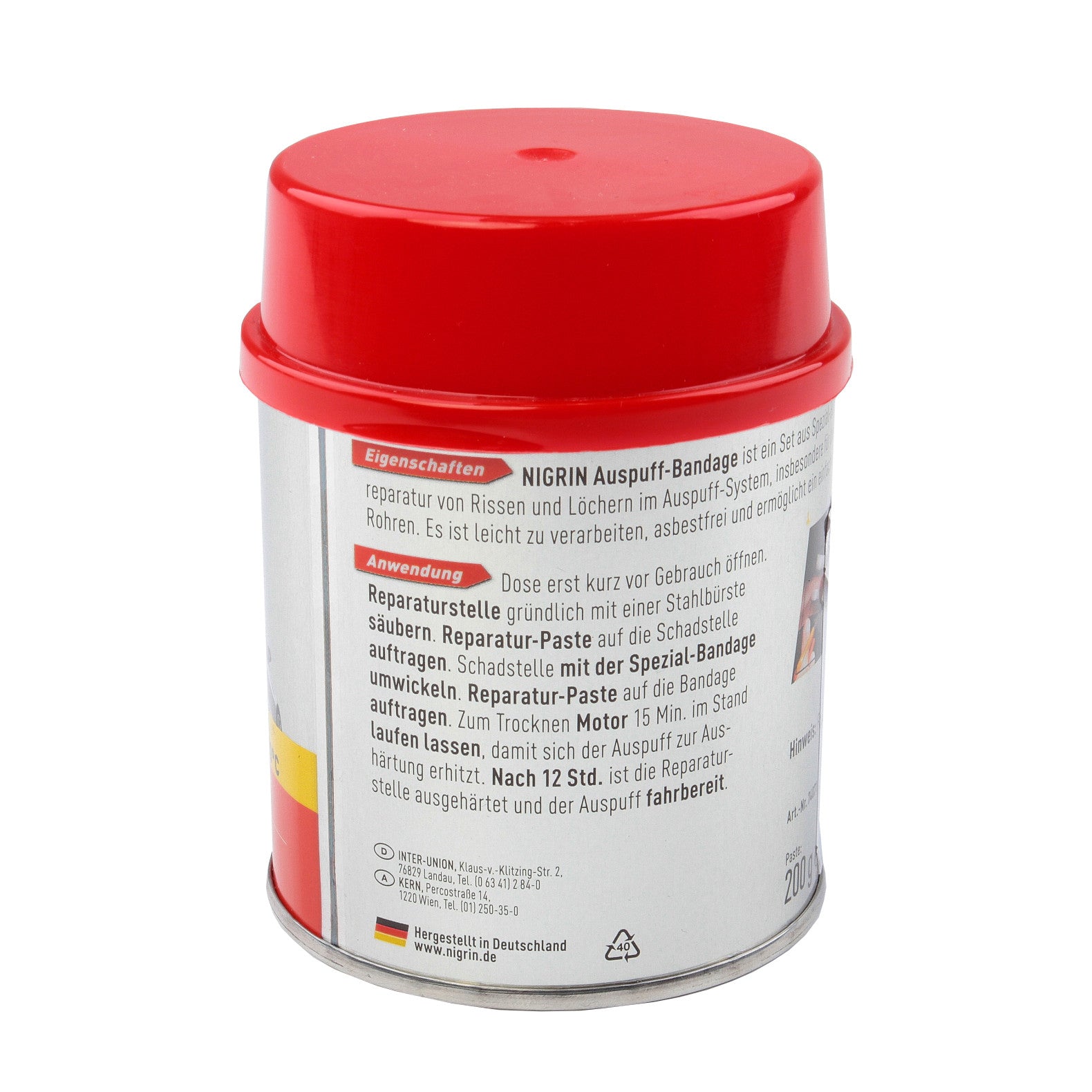 NIGRIN Pentru reparatia durabila si rapida a fisurilor sau gaurilor din sistemul de esapament 200 gr - 12132610
