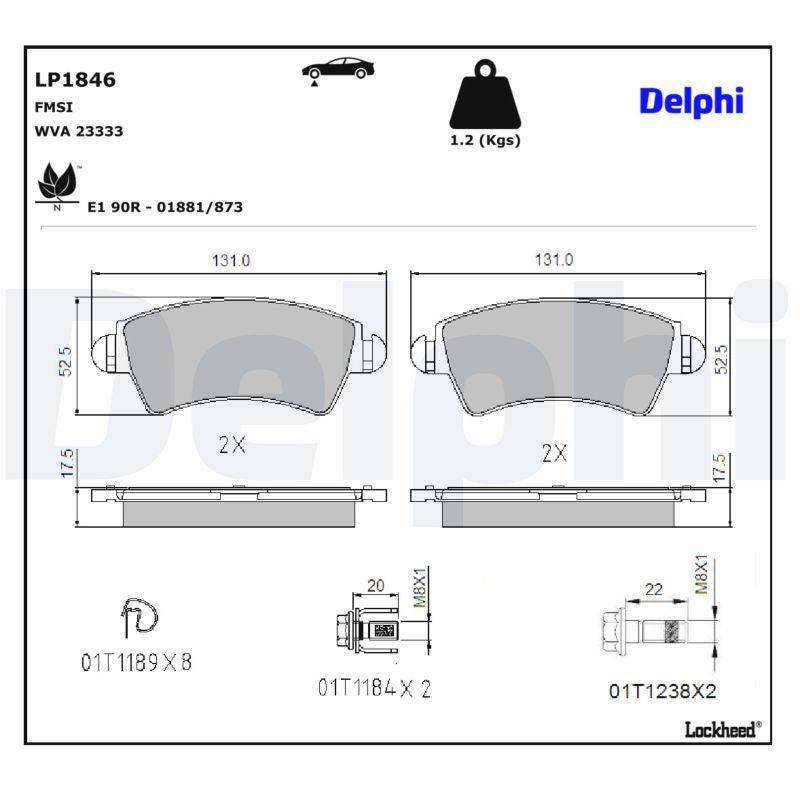 Set placute frana,frana disc LP1846 DELPHI