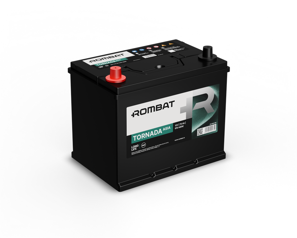 Acumulator Rombat Tornada Asia 75 Ah [Bornă Inversă] - 57536G1061