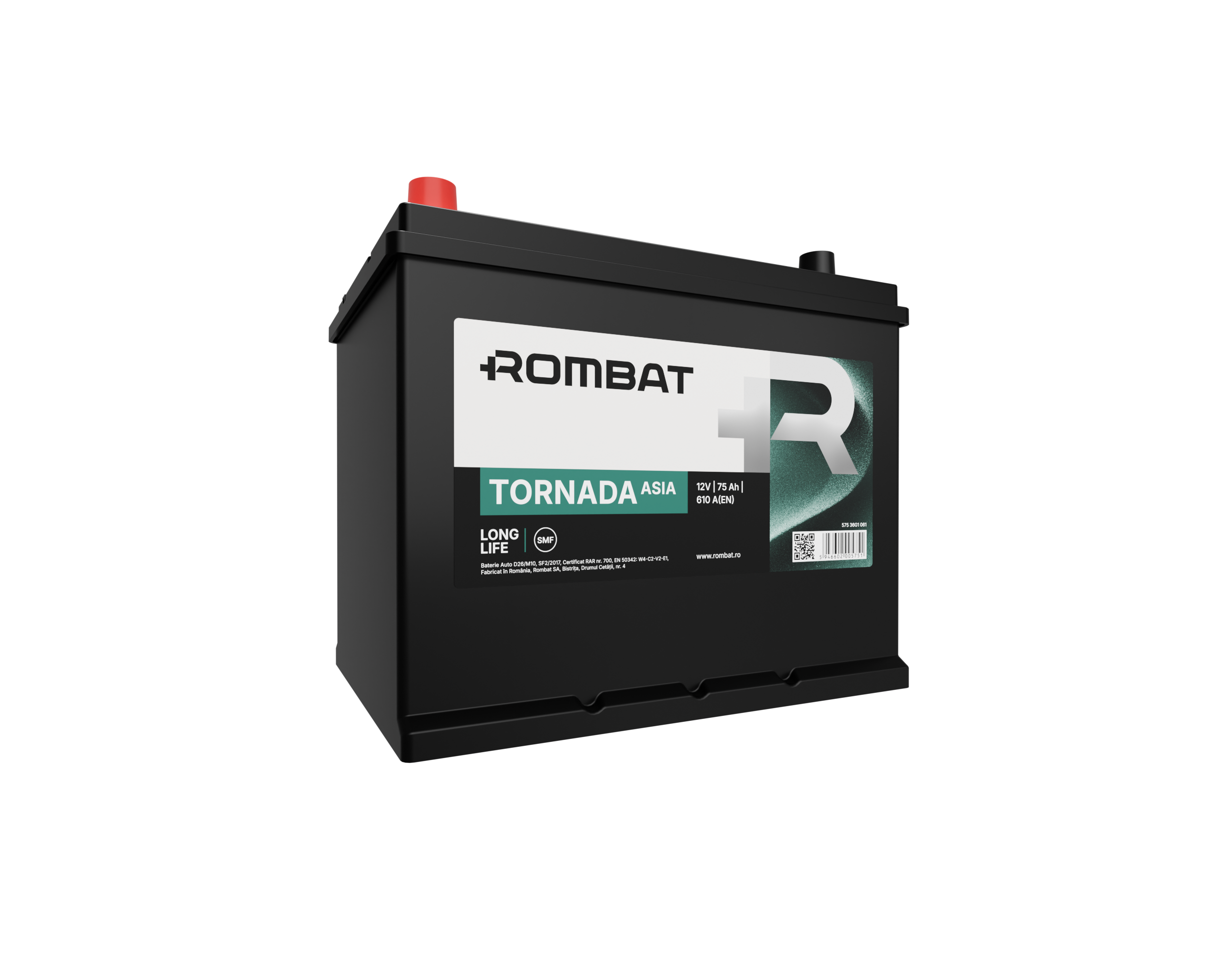 Acumulator Rombat Tornada Asia 75 Ah [Bornă Inversă] - 12160392
