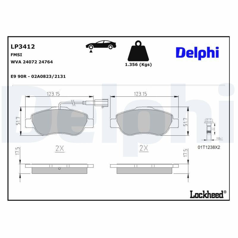 Set placute frana,frana disc LP3412 DELPHI