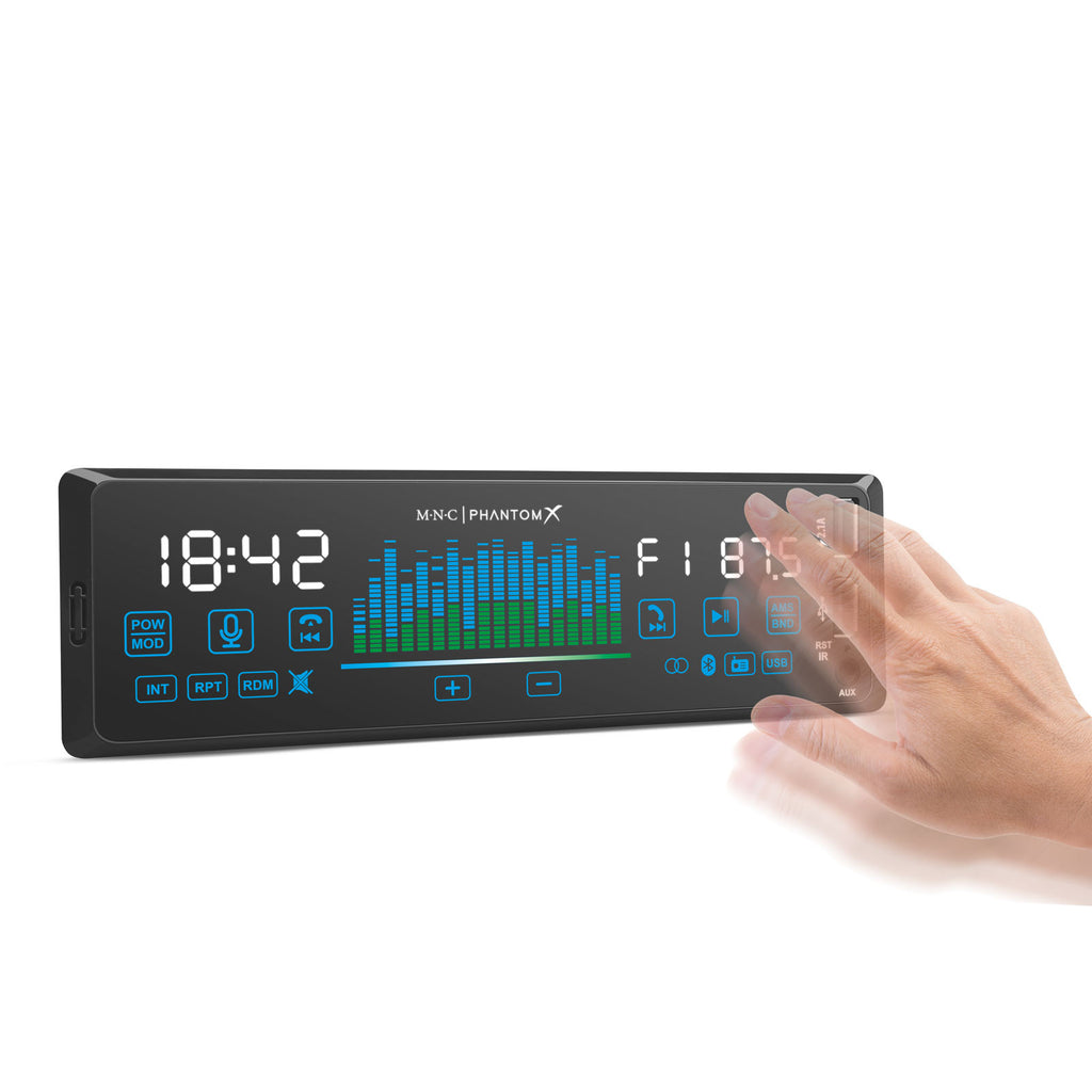 Player auto „PhantomX” - 1 DIN - 4 x 50 W - versiune gestuala - BT - MP3 - AUX - USB Carguard - 39752