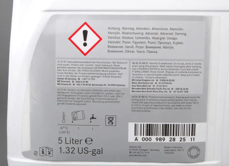 Antigel concentrat Rosu Mercedes MB 325.5 / MB 326.6 5L Mercedes-Benz - A000989180811
