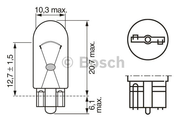 Bec Bosch Pure Light W5W 12V 5W W2,1x9,5d - 1987302206