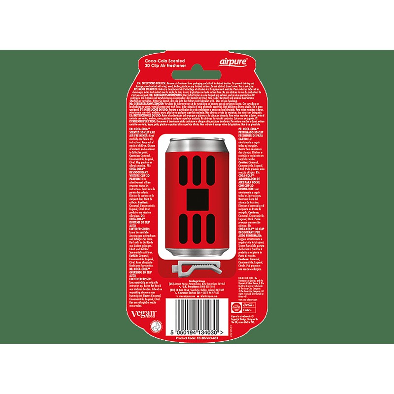 AIRPURE Odorizant auto, cutie de sifon 3D, Coca Cola original - AP34030