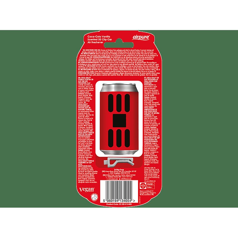 AIRPURE Odorizant auto, cutie de sifon 3D, vanilie Coca-Cola - AP34054