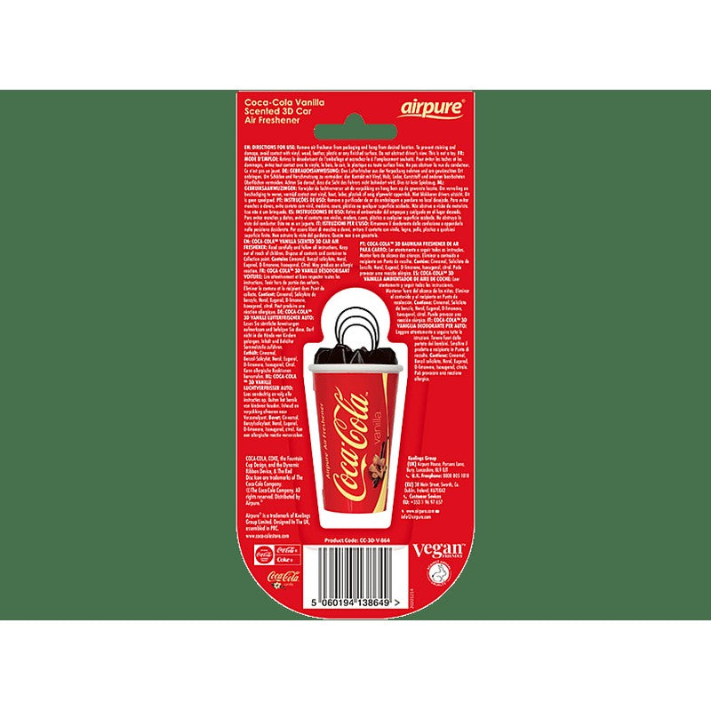 AIRPURE Odorizant pentru mașină, ceașcă 3D, Coca-Cola vanilie - AP38649