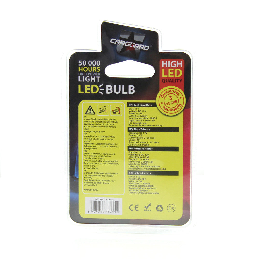 Bec MTR T10 12V 0.3W Set 2 buc Carguard - CLD004