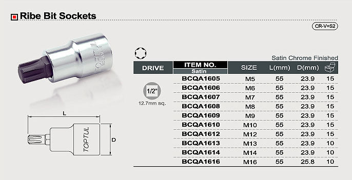 Capat cheie tubulara cu bit torx patrat 1/2 Toptul - BCQA1608
