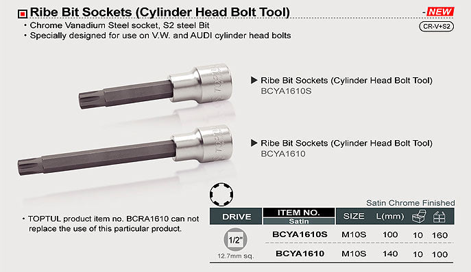 Torx patrat 100mm (surub chiulasa VW, AUDI) Toptul - BCYA1610S
