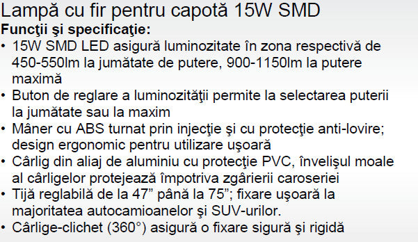 Lampa capota 15W SMD Magneti Marelli - 007935030070