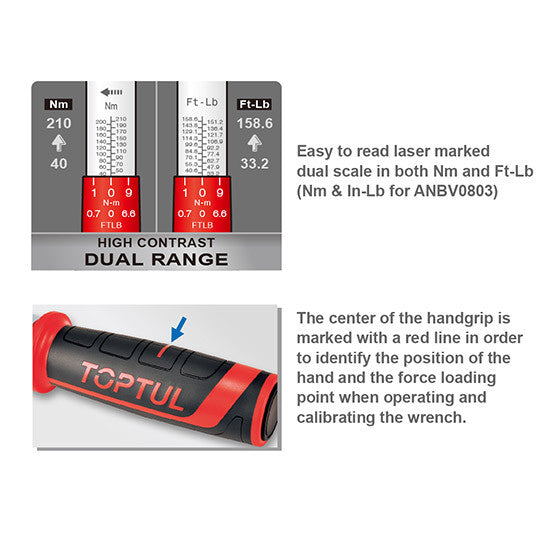 Cheie dinamometrică mecanică 1/2" 70-350 Nm Toptul - ANBV1635