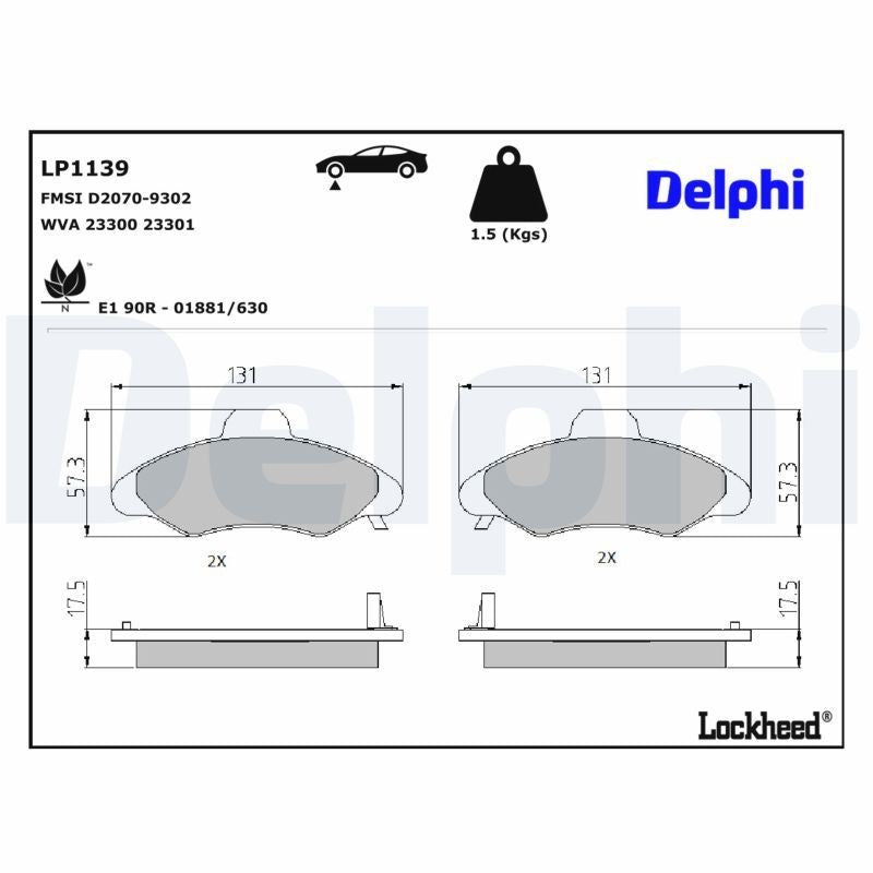 Set placute frana,frana disc LP1139 DELPHI