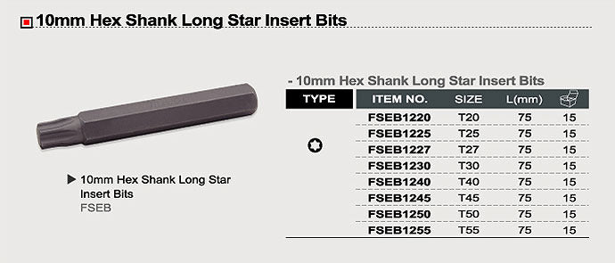 Bit torx lung T40, 75 mm Toptul - FSEB1240