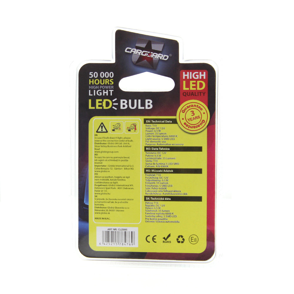 Bec MTR T10 12V 0.5W Set 2 buc Carguard - CLD005
