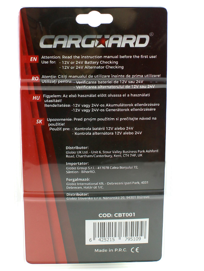 Tester de Alternator/Baterie Auto/Camion Carguard - CBT001