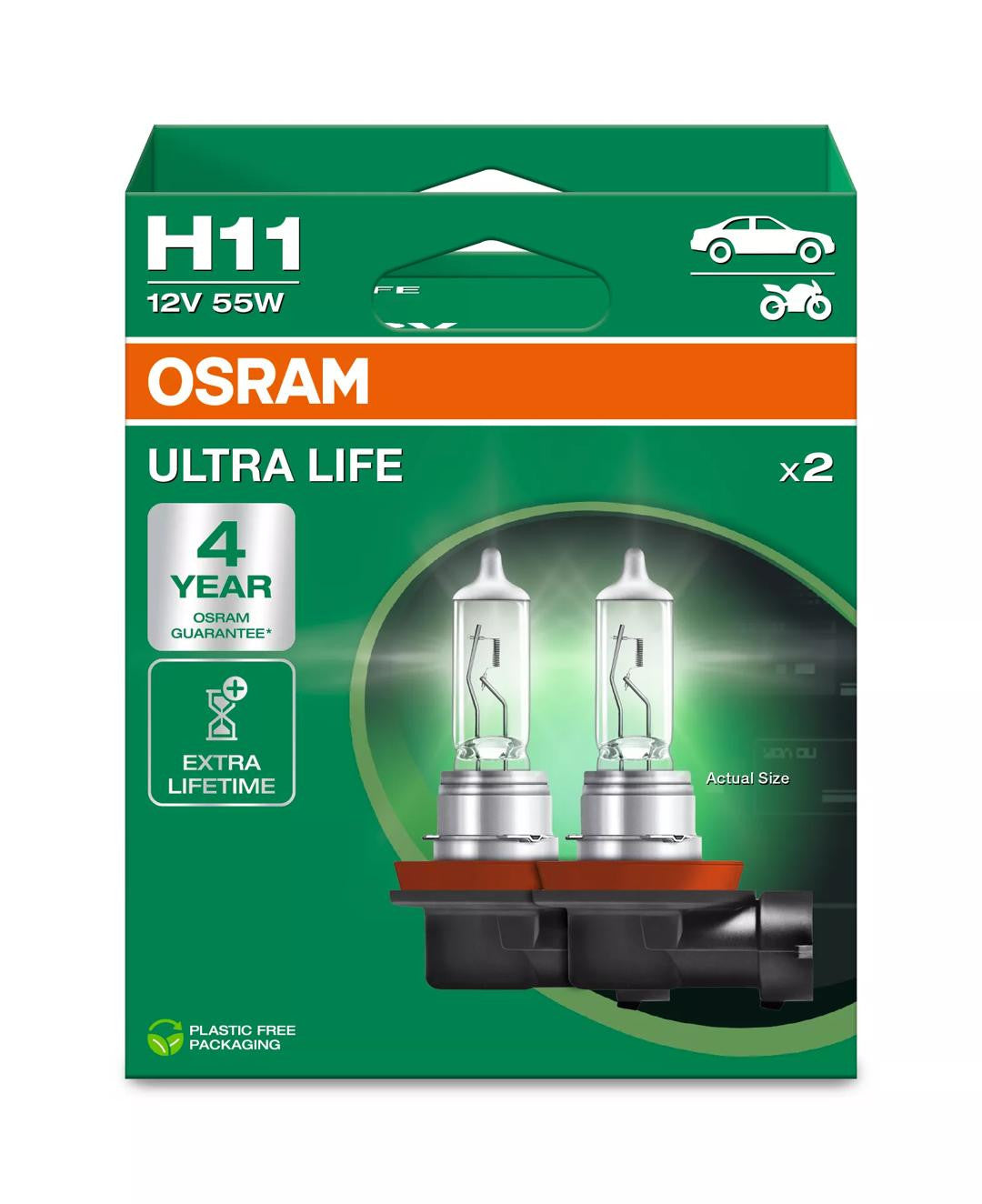 Bec Halogen Osram Ultra Life H11 | 12V - PGJ19-2 - Set 2 buc - 11620429