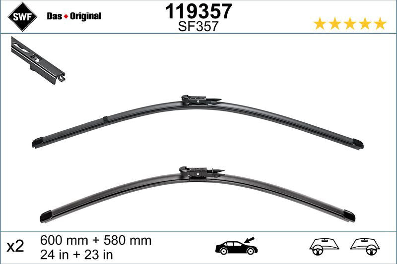 Set lamela stergator SWF Wiper FB OE LHD 600/580 mm - 119357