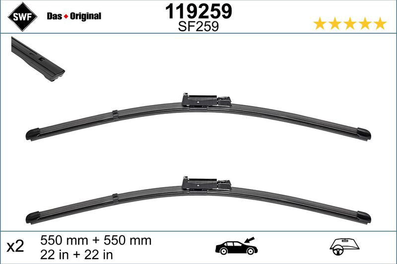 Set lamela stergator SWF Wiper FB OE LHD 550/550 mm - 10-967-242