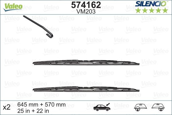 Set lamela stergator Valeo Silencio 645/570 mm - 10-141-991