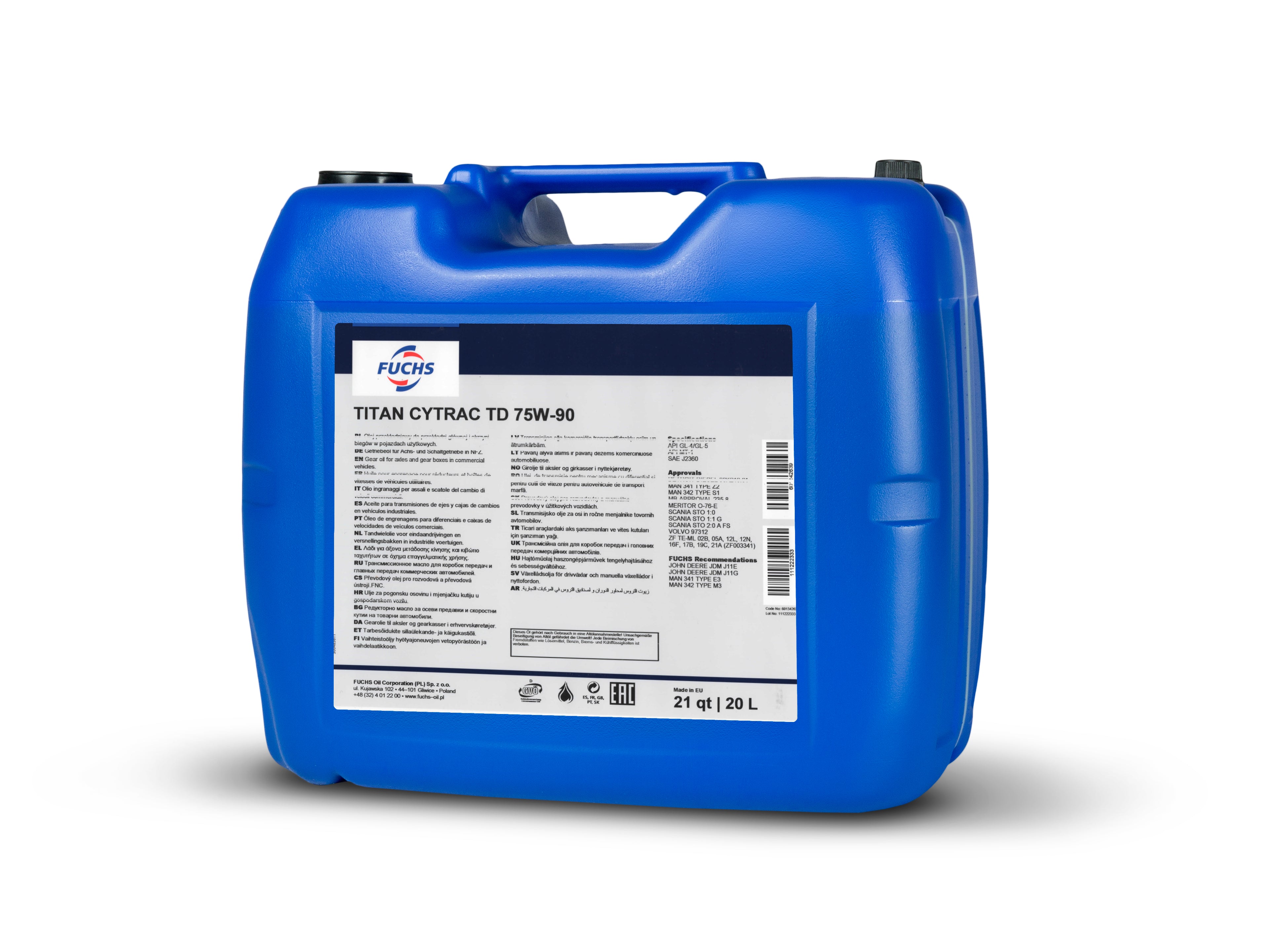 Ulei cutie Fuchs Titan Cytrac TD 75W90 20L - 13215924