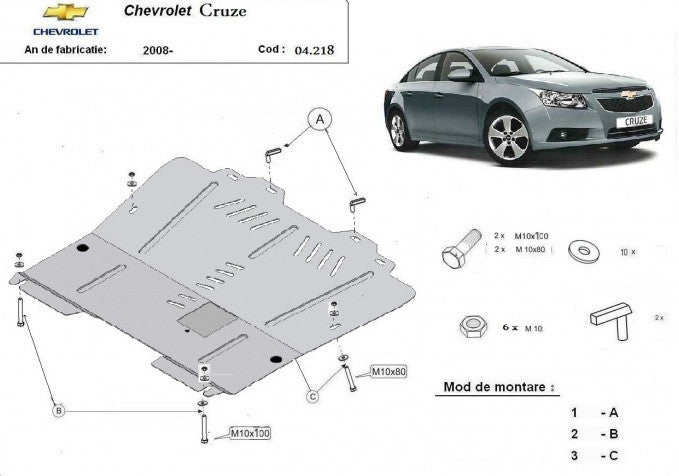 Scut metalic motor, cutie de viteză - Chevrolet Cruze (2008-) / Orlando (2011-) / Opel Astra J / Insignia (2010-) MTR - MT020