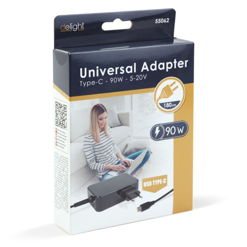 Adaptor (incarcator) - Tip-C - 90W - 5-20V - 1,8 m - negru - 13055878