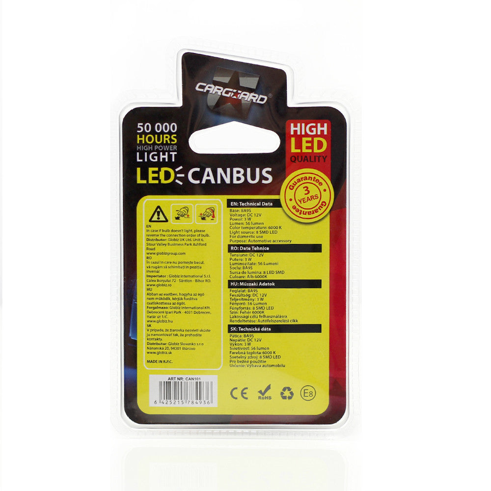 Bec MTR BA9S 12V 3W Set 2 buc Carguard - CAN101