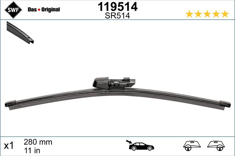 Lamela stergator spate SWF Wiper FB REAR LHD/RHD 280 mm - 12-490-789