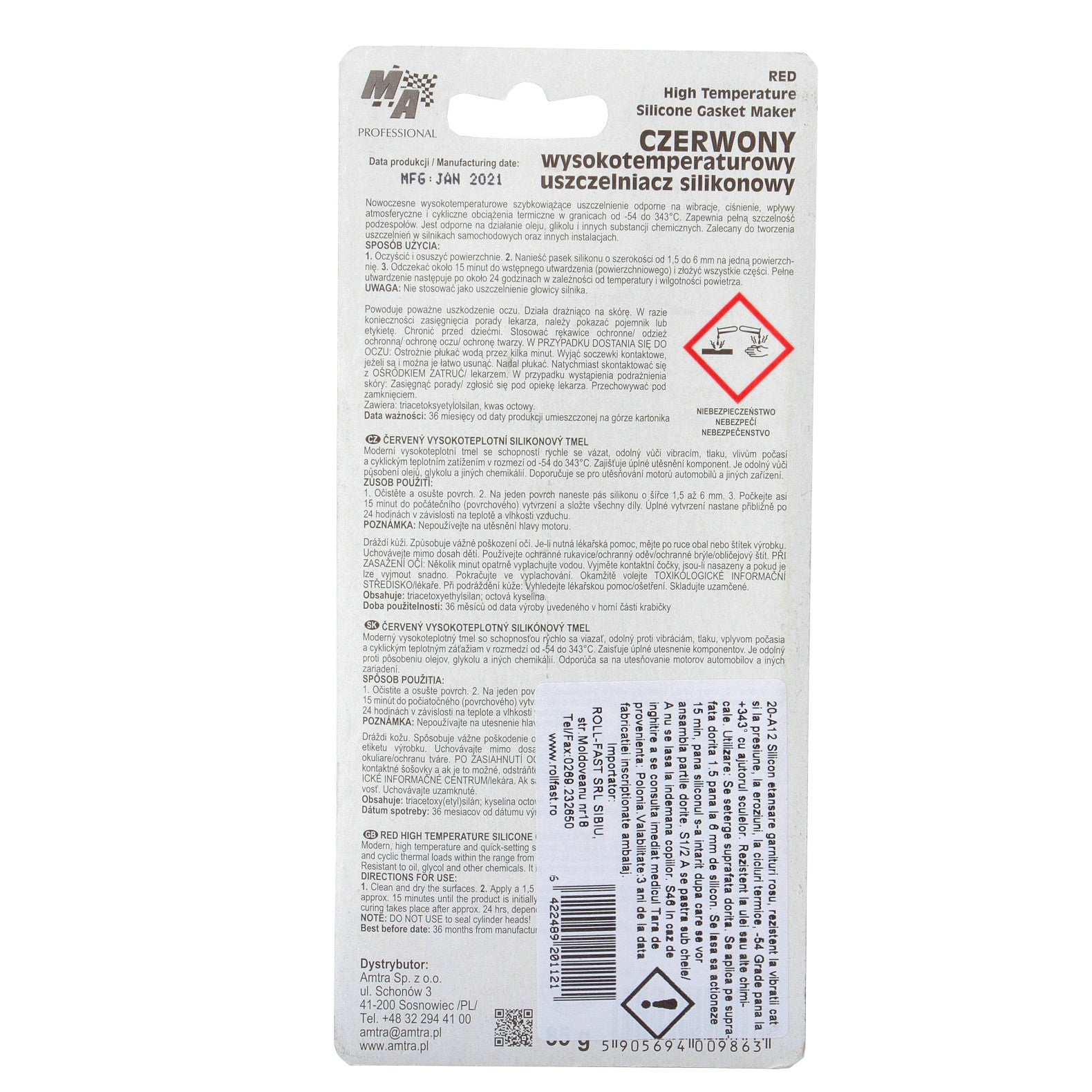 Moje Profesional-Silicon pentru etansare garnituri Rosu 85 g - 12132577