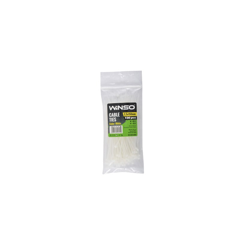 Coliere plastic 2,5x150 Alb - Set 100 buc - 125150