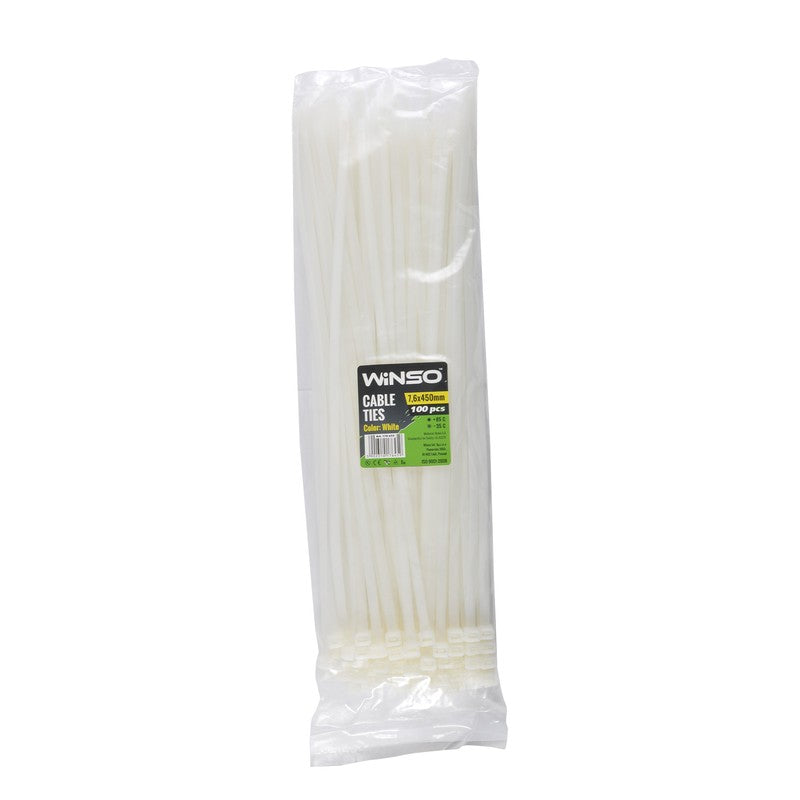 Coliere plastic 7,6x450 Alb - Set 100 buc - 176450