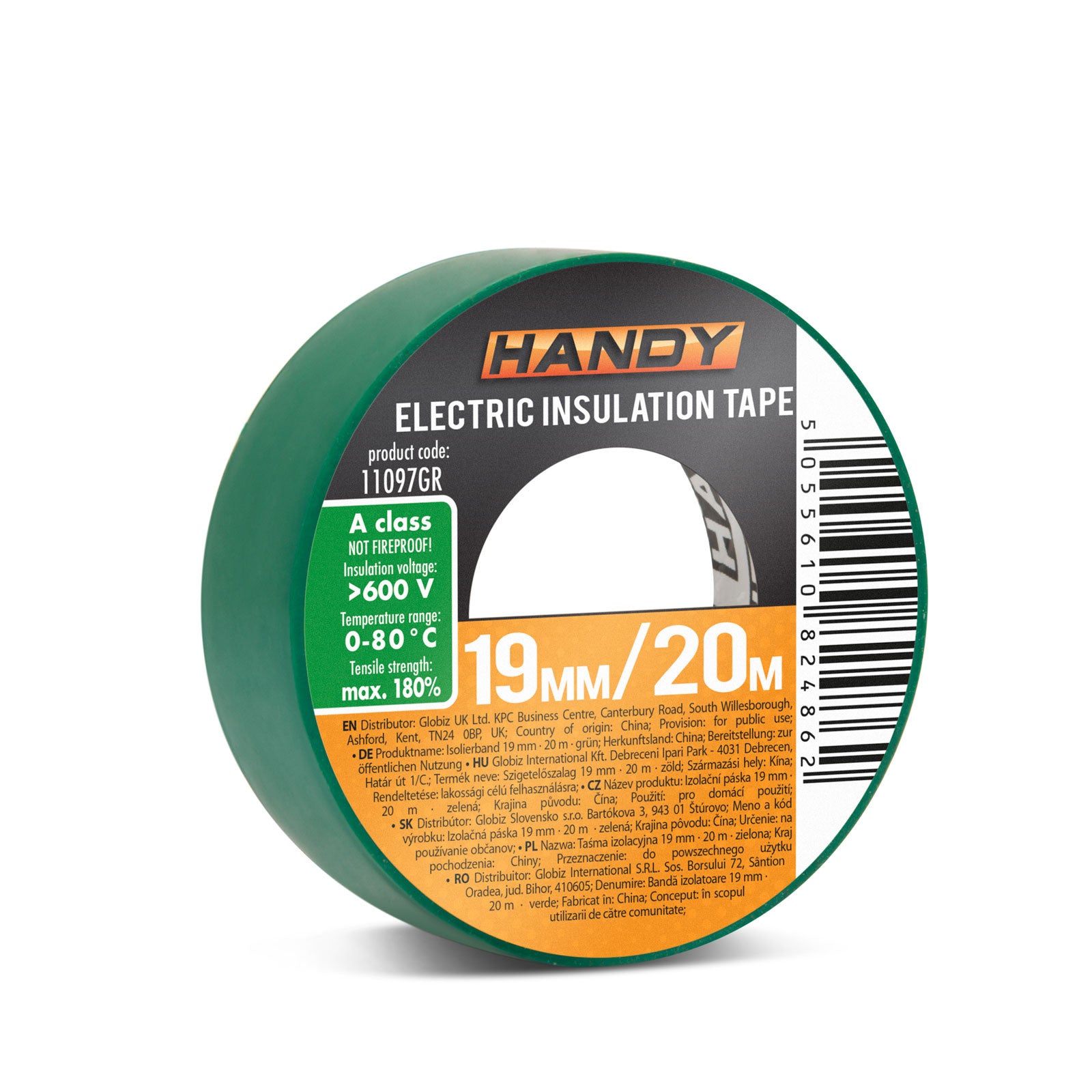 Banda izolatoare- 19 mm x 20 m - Verde Carguard - 11097GR