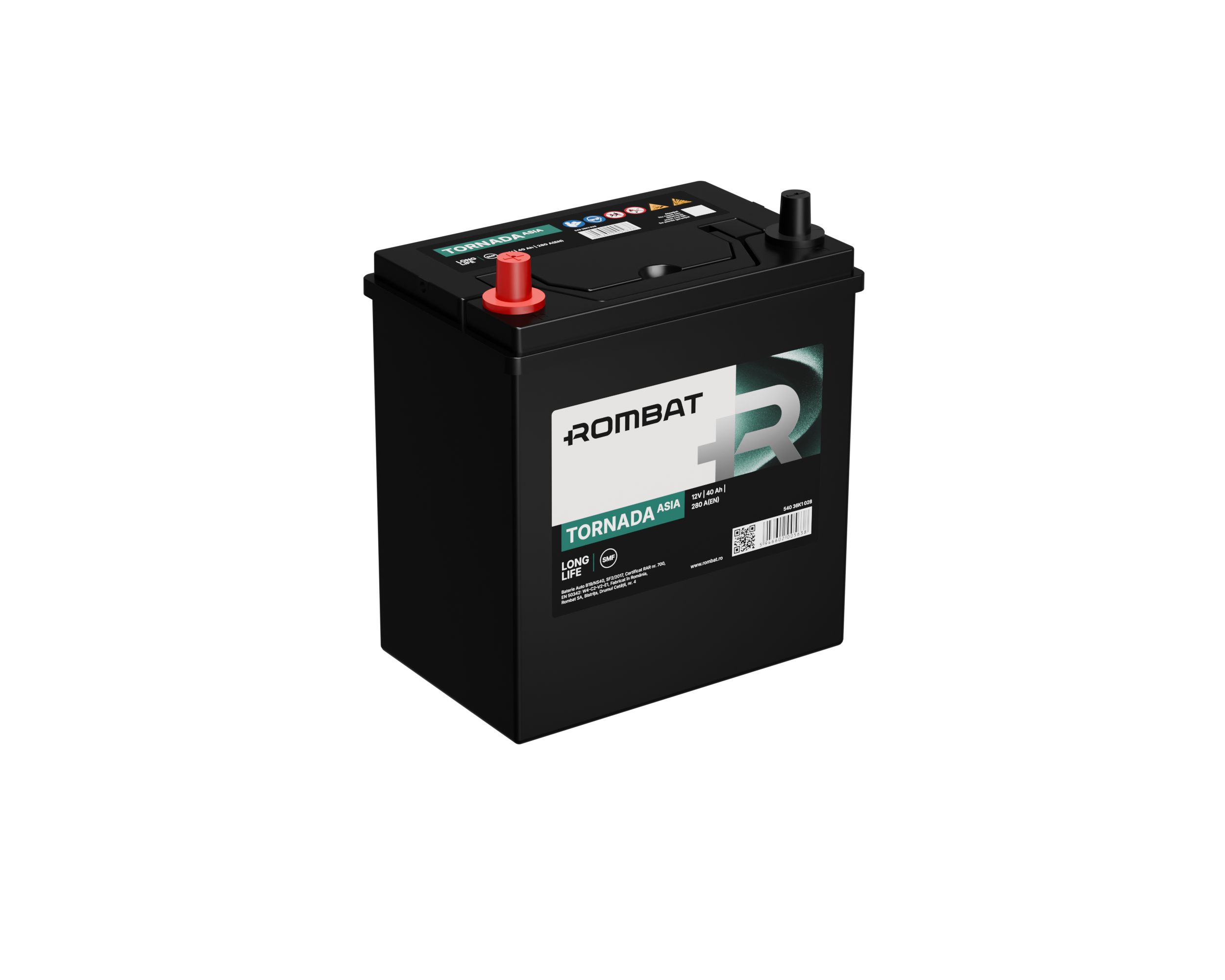 Acumulator Rombat Tornada Asia NS40 DM 40 Ah [Bornă Inversă] - 12160391