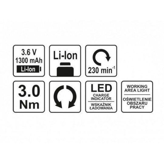 ȘURUBELNIȚĂ CU ACUMULATOR, 3.6V, 3NM Yato - YT82760