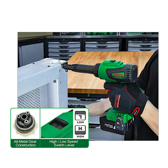 Masina de Nituit Toptul Brushless Cordless 18V (Seria Pro) ● 2 acumulatori ● 11.800 N - KPR064M