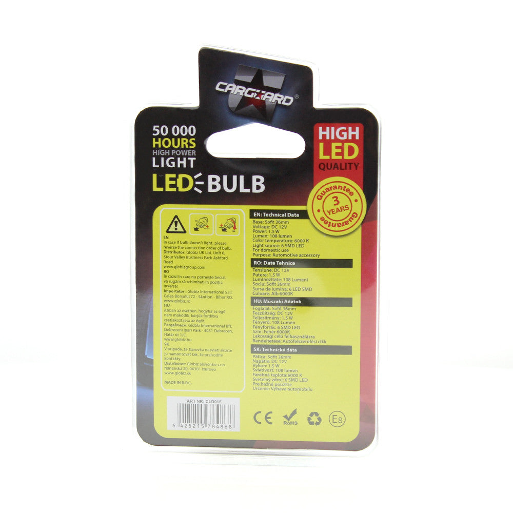 Bec led C5W 12V 1.5W - Set 2 buc Carguard - CLD015