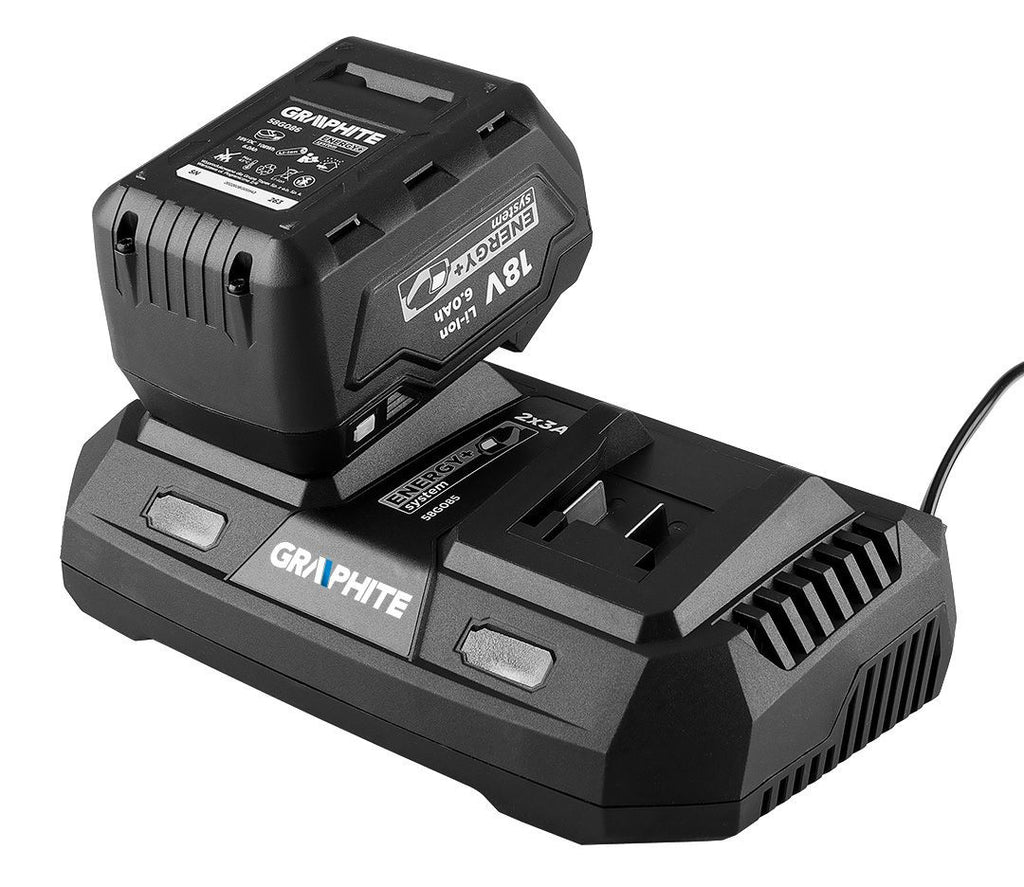 Incarcator dublu pentru bateriile Energy+ 58G085 GRAPHITE Neo Tools