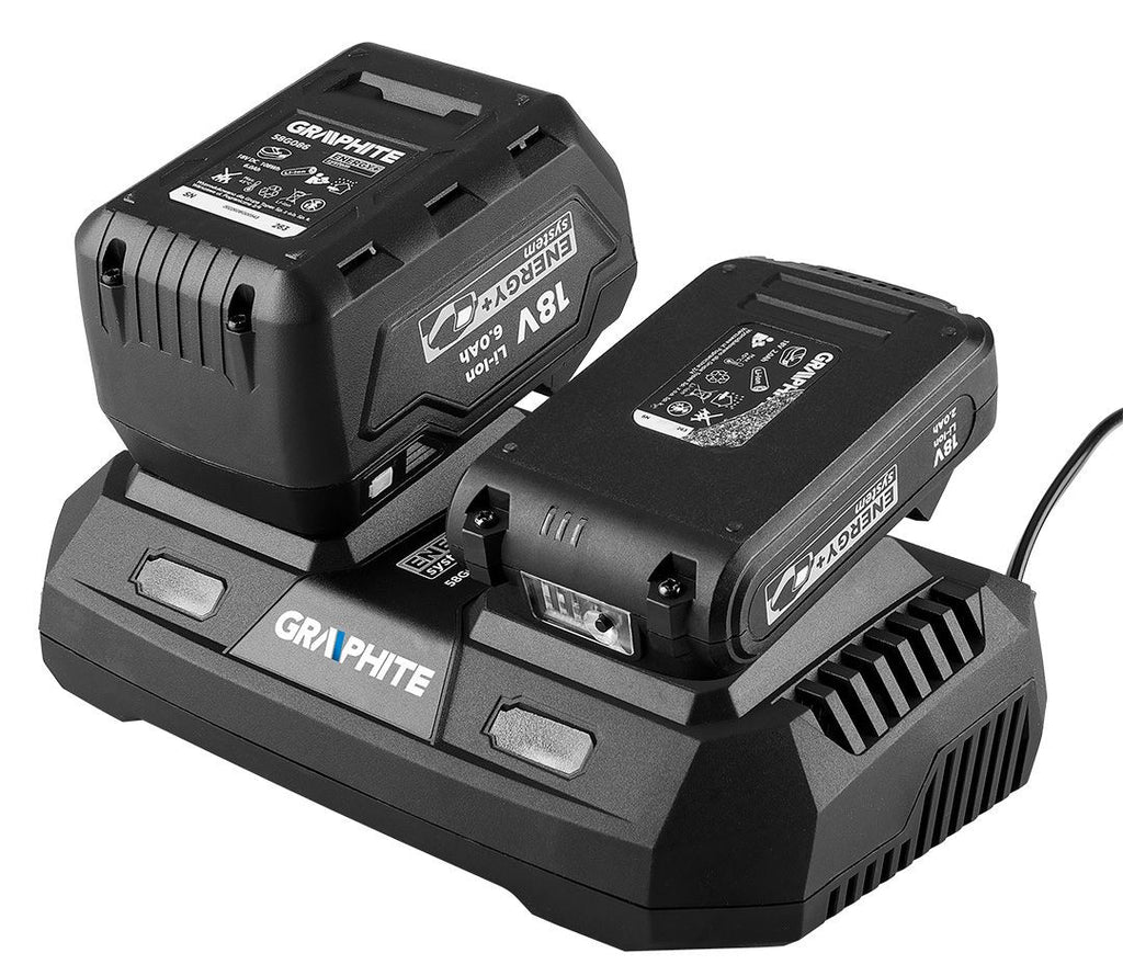 Incarcator dublu pentru bateriile Energy+ 58G085 GRAPHITE Neo Tools
