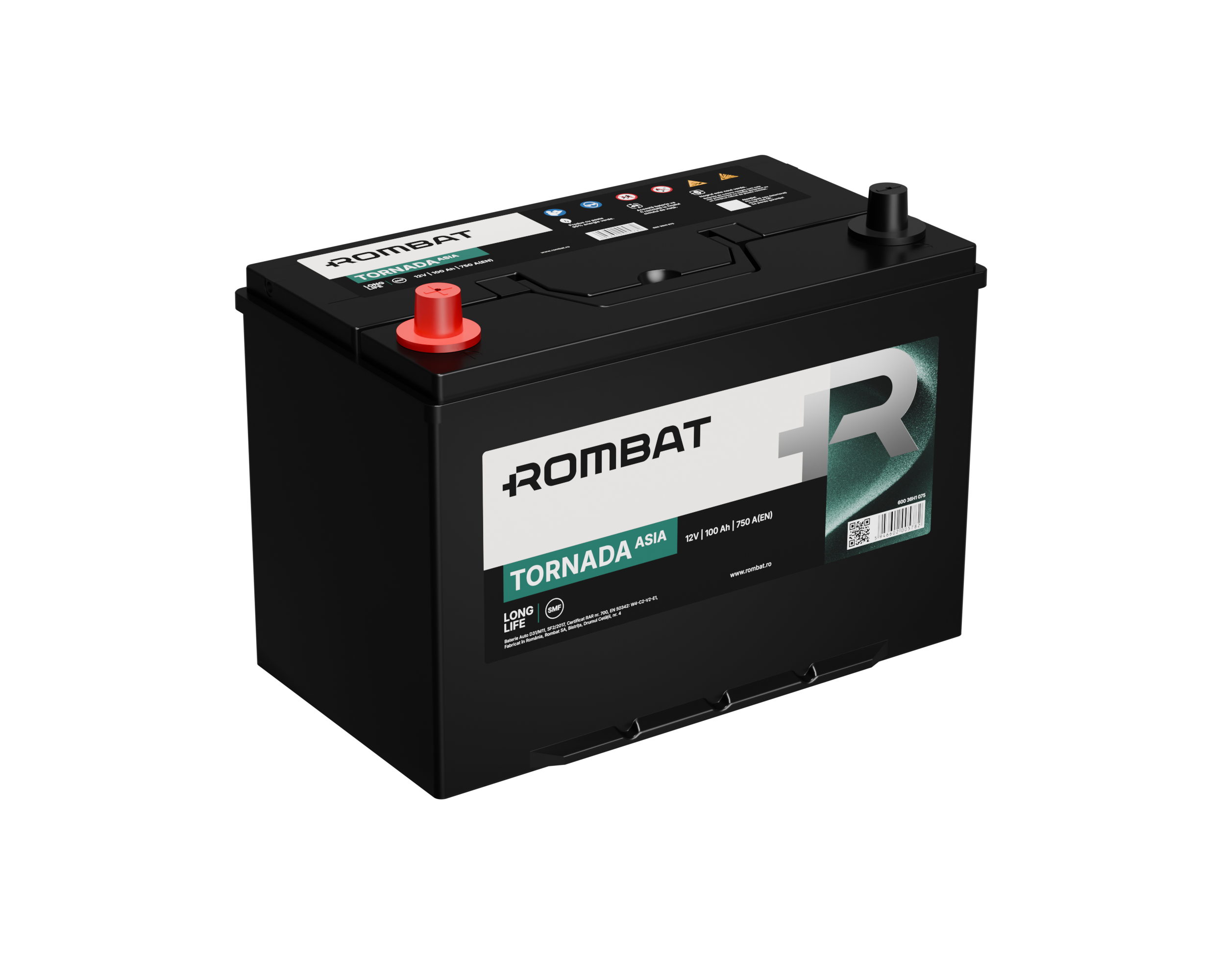 Acumulator Rombat Tornada Asia 100 Ah [Bornă Inversă] - 12160394