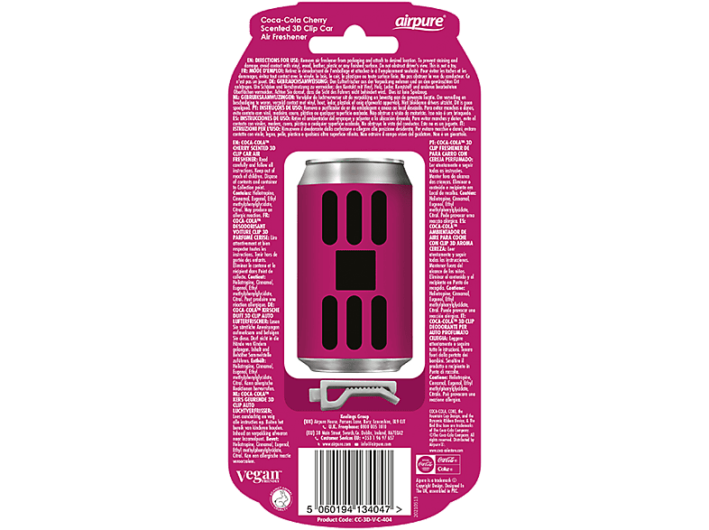 AIRPURE Odorizant auto, cutie de sifon 3D, cireșe Coca Cola MTR - AP34047