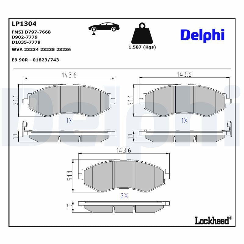 Set placute frana,frana disc LP1304 DELPHI